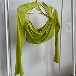 Asymmetric Cowl Neck Cut Out Crop Top